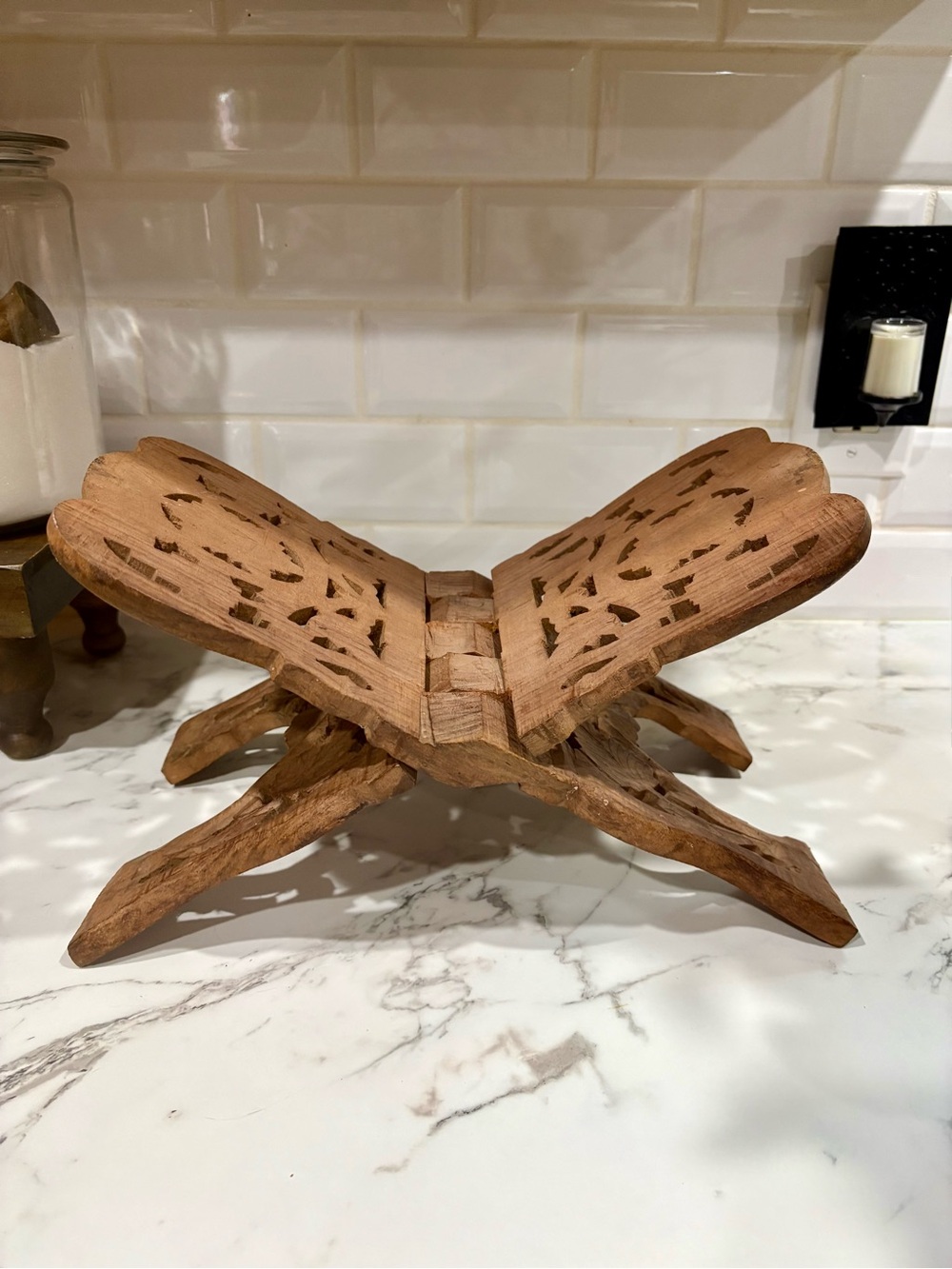 Vintage Wood Carved Book Stand